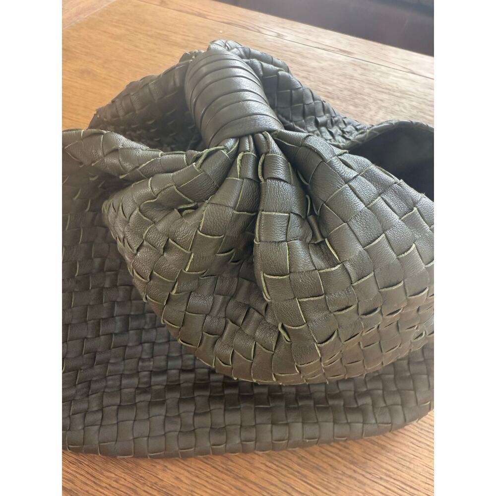 Cleobella Nia Woven Handbag Clutch Olive Green Hobo Slouchy - Picture 8 of 13